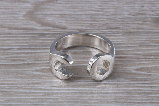Chunky Spanner ring, solid silver, suitable for ladies or gents. Available in silver, yellow gold, white gold and platinum