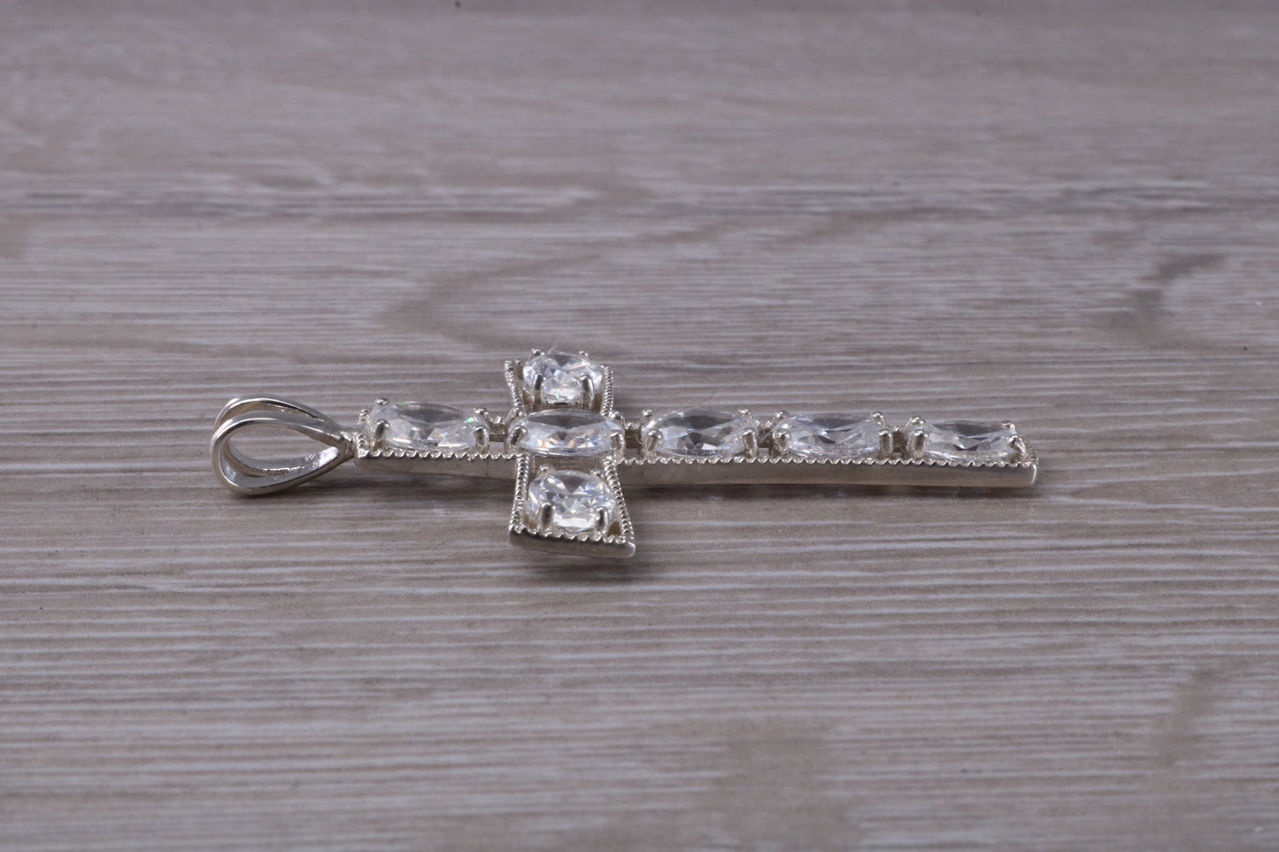 Sterling Silver C Z Set Cross Necklace