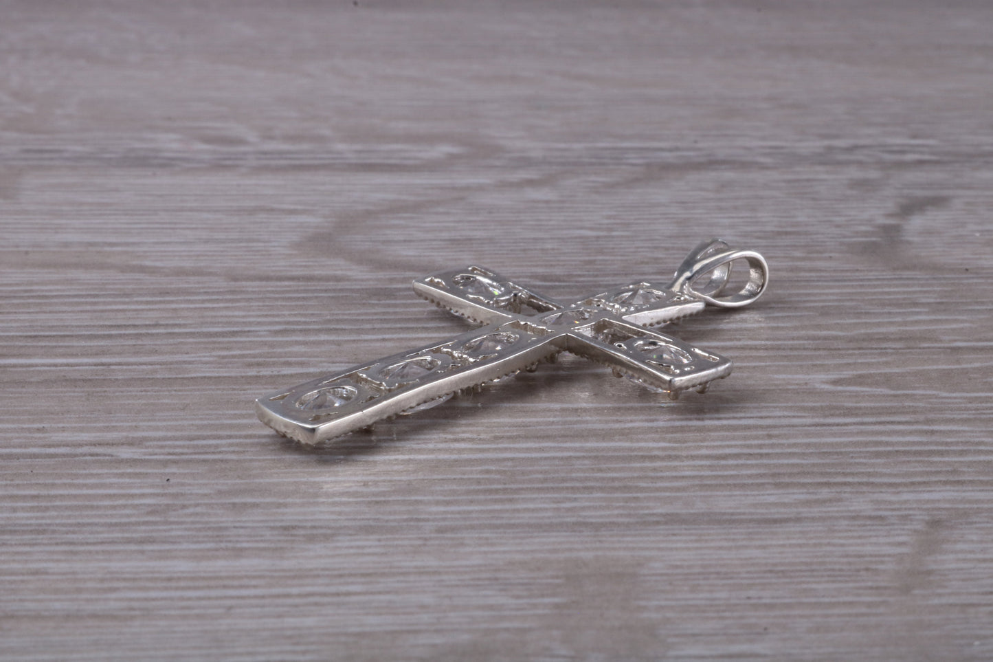Sterling Silver C Z Set Cross Necklace