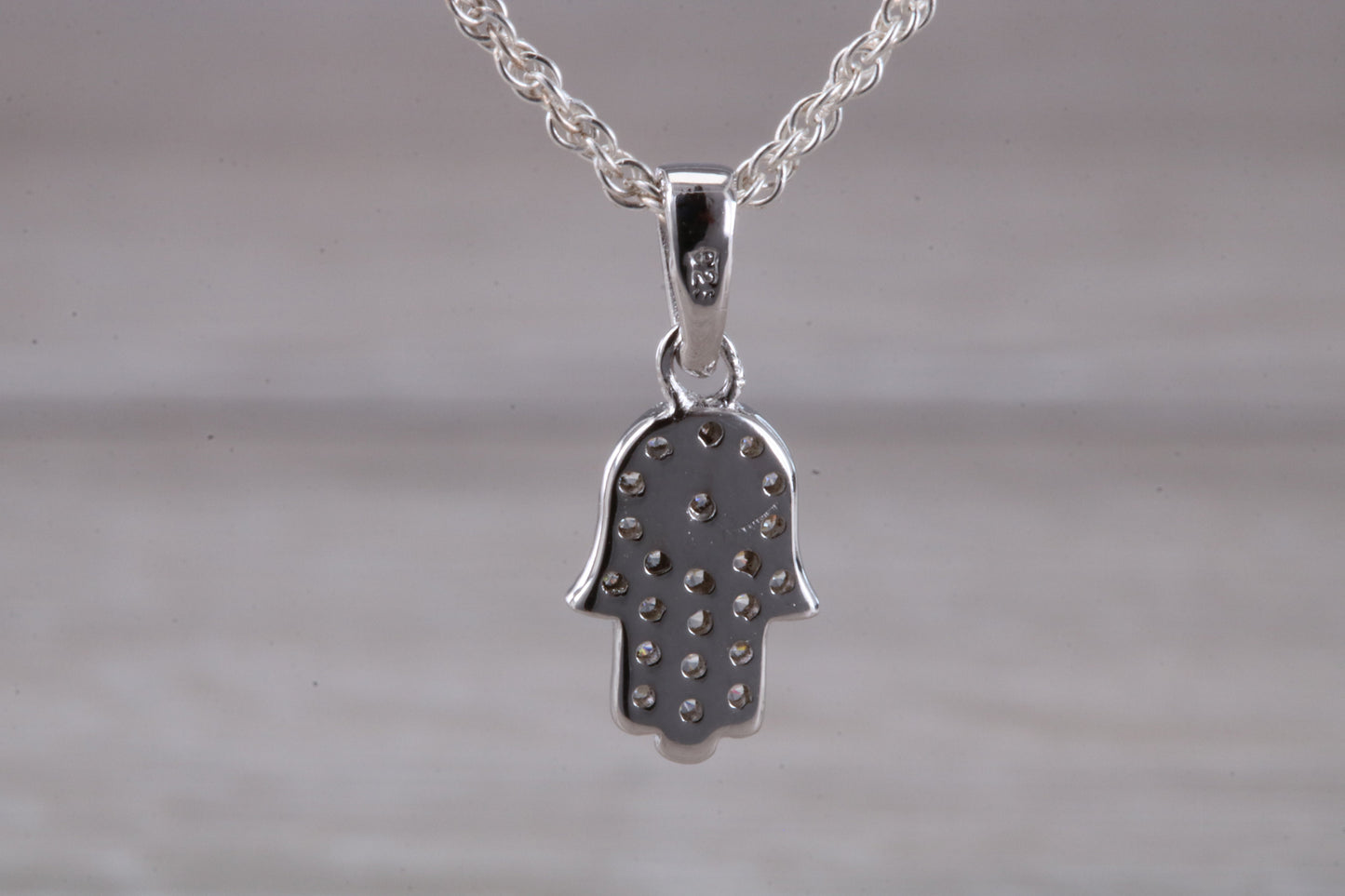 Sterling Silver C Z set Hamsa Necklace
