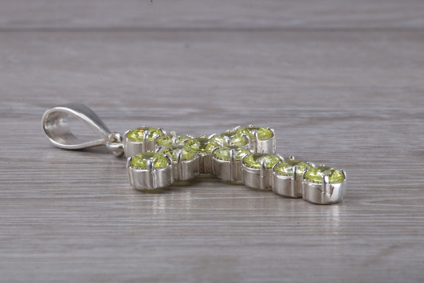 Sterling Silver Peridot C Z set Cross necklace