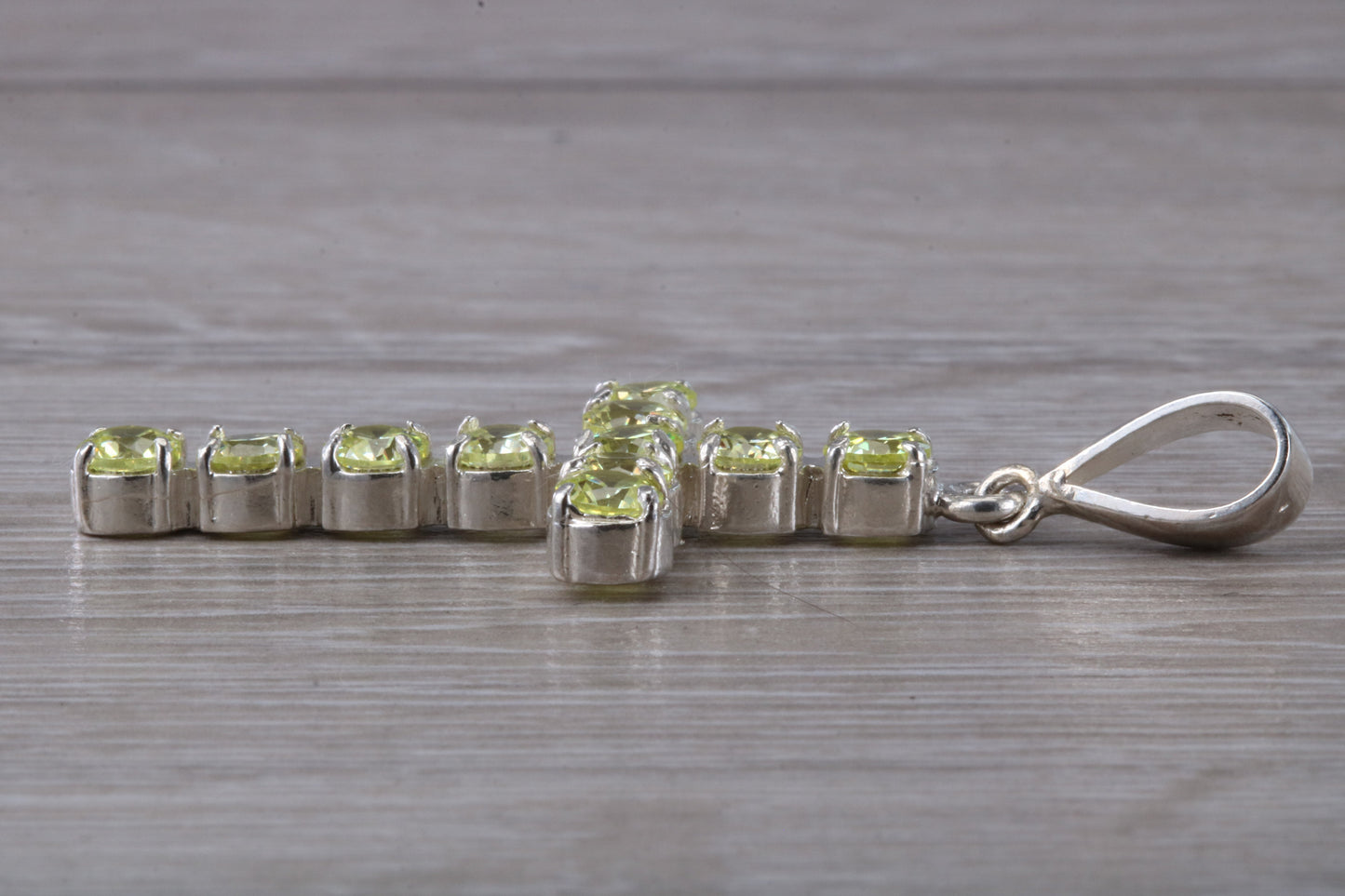 Sterling Silver Peridot C Z set Cross necklace