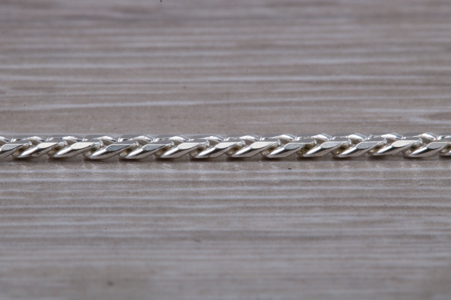 Heavy Diamond Cut Curb Chain. Sterling Silver. 20 inch Length