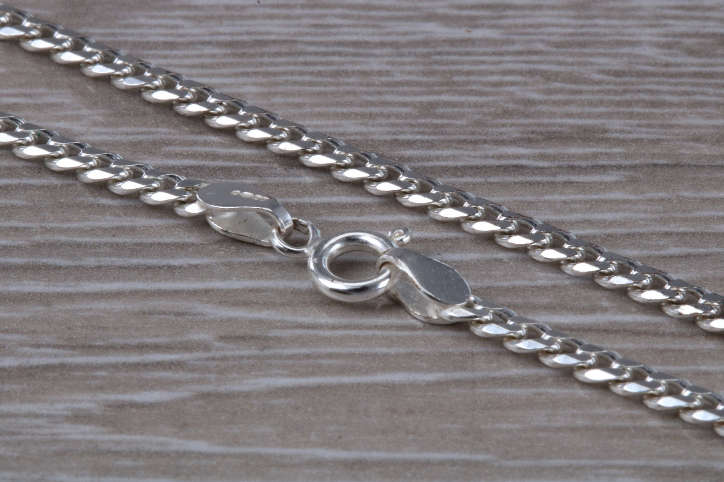 Heavy Diamond Cut Curb Chain. Sterling Silver. 20 inch Length
