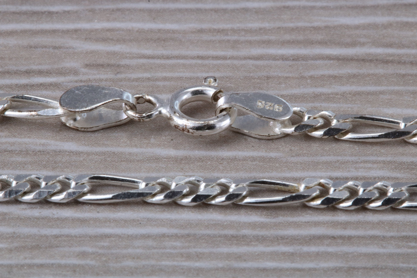 Silver Heavy 18 inch Long Figaro Chain