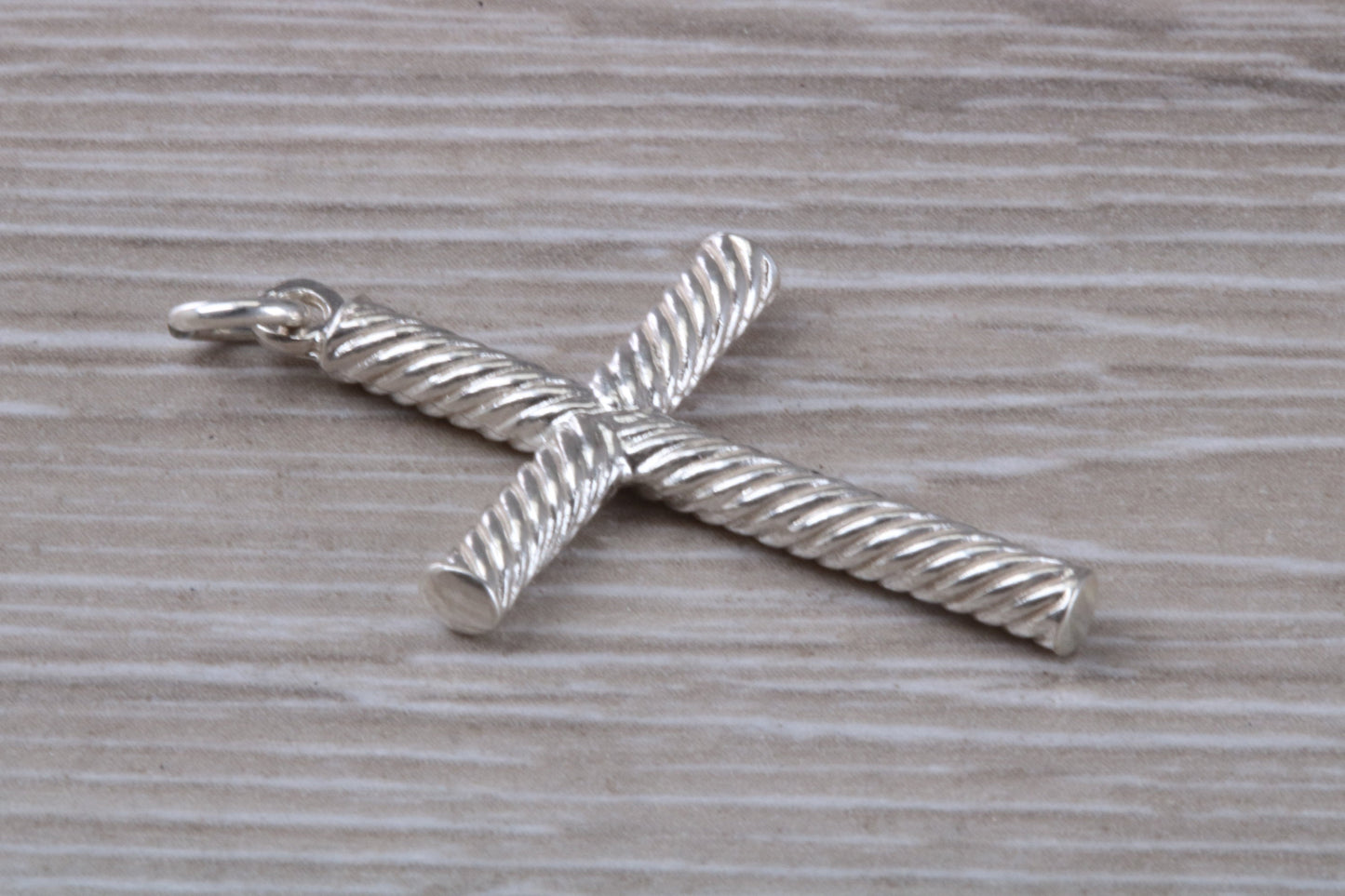 Twisted Rope Effect Sterling Silver Cross