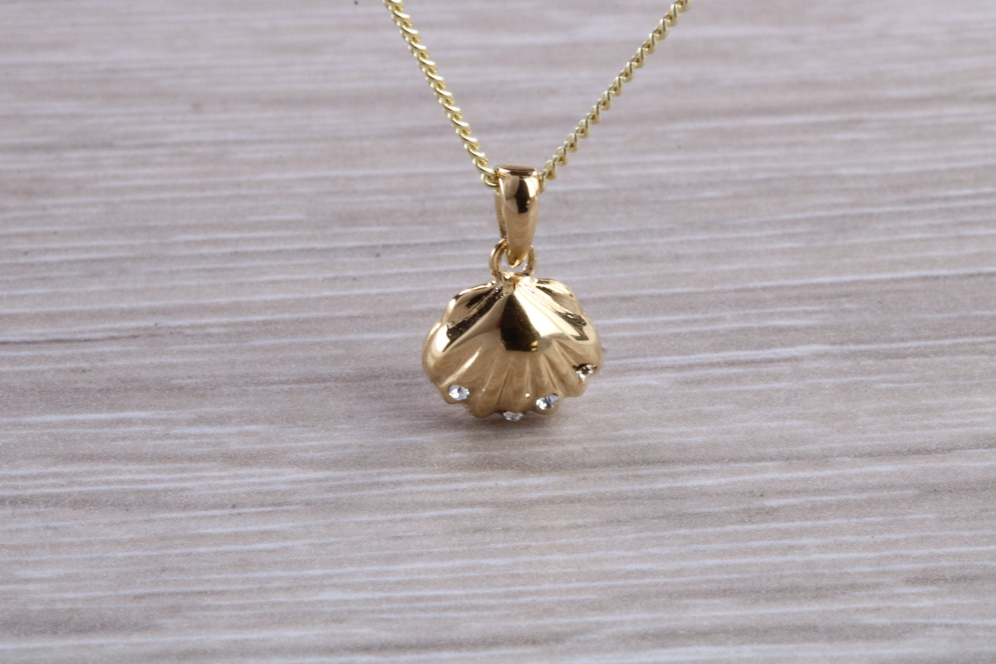 Sterling Silver C Z set Shell Necklace