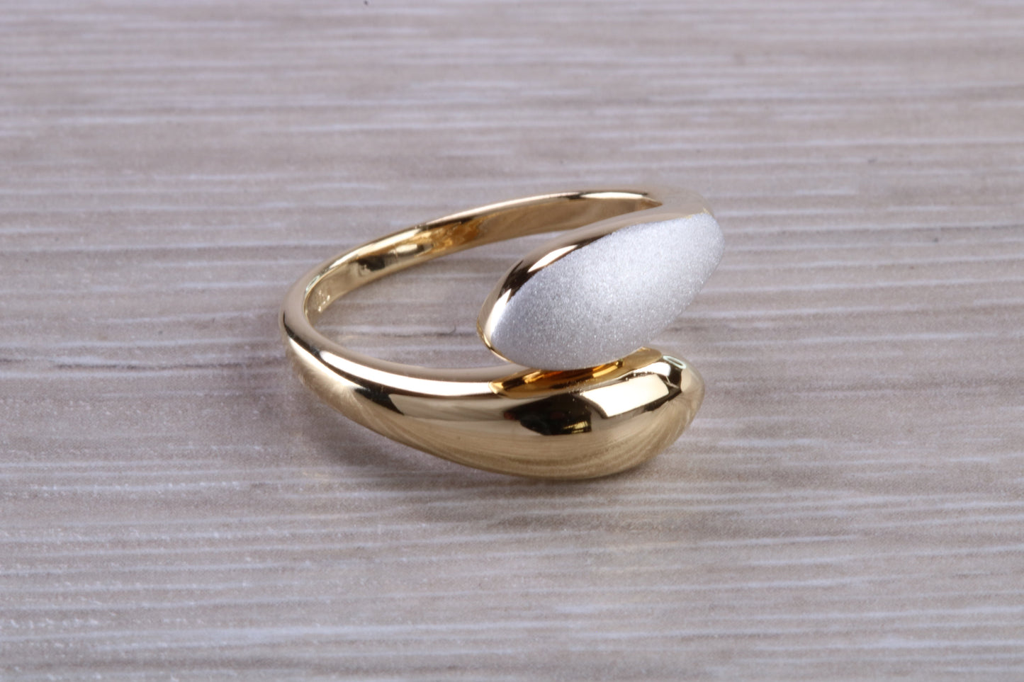 Two Tone Abstract ring, made from 925 grade Sterling Silver and further 18ct Yellow Gold and Rhodium Plated