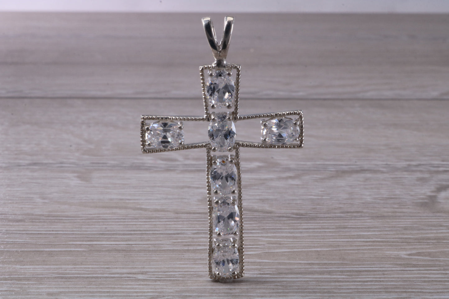 Sterling Silver C Z Set Cross Necklace