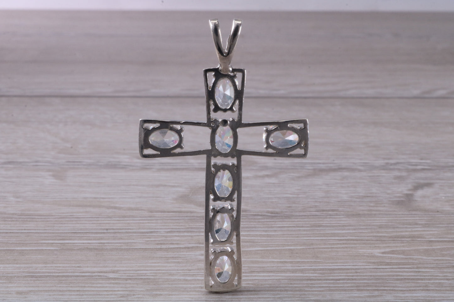 Sterling Silver C Z Set Cross Necklace