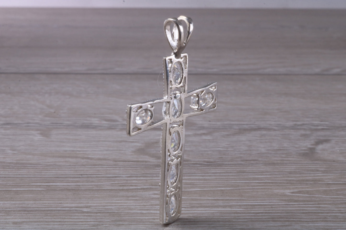 Sterling Silver C Z Set Cross Necklace