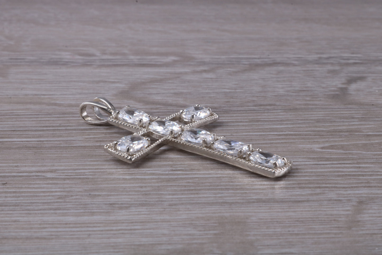 Sterling Silver C Z Set Cross Necklace