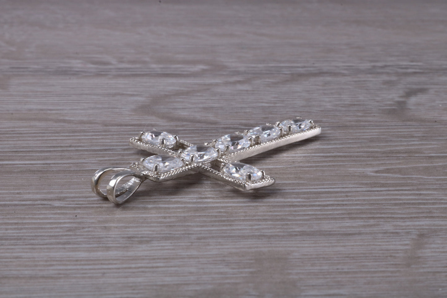 Sterling Silver C Z Set Cross Necklace