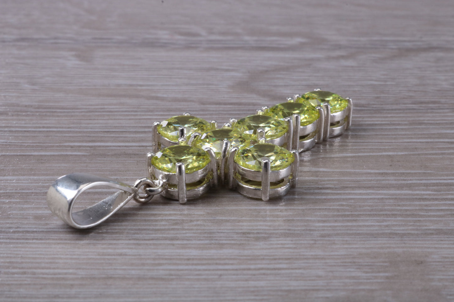 Very Large and Chunky Sterling Silver Peridot C Z set Cross Necklace