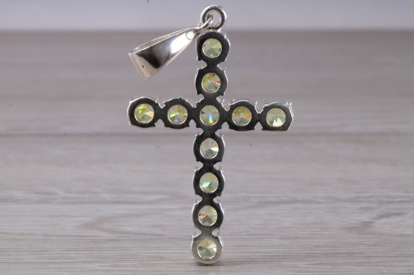 Sterling Silver Peridot C Z set Cross necklace