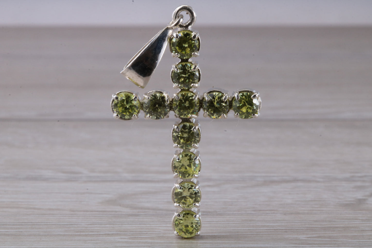 Sterling Silver Peridot C Z set Cross necklace