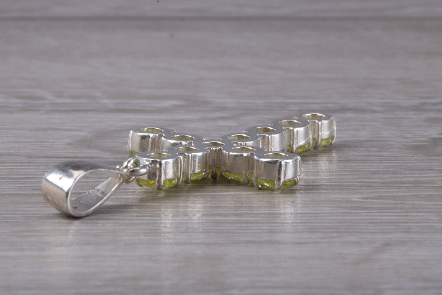 Sterling Silver Peridot C Z set Cross necklace