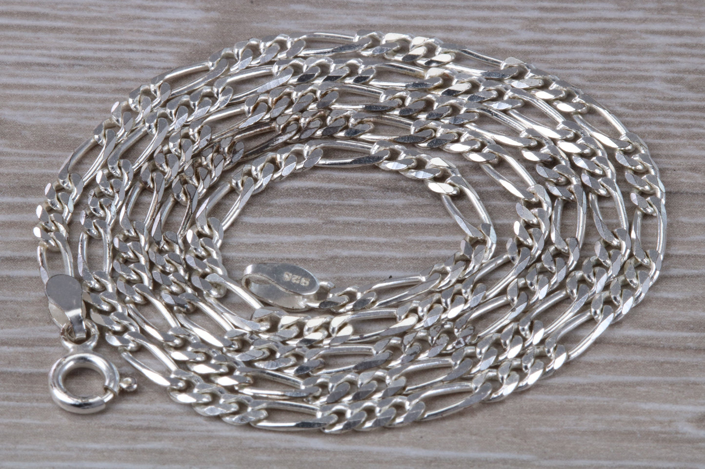 Silver Heavy 18 inch Long Figaro Chain