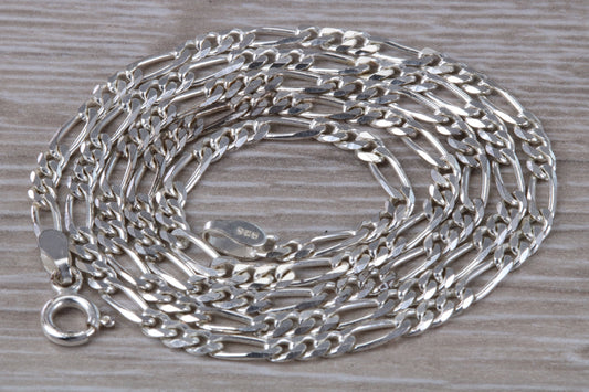 Silver Heavy 18 inch Long Figaro Chain