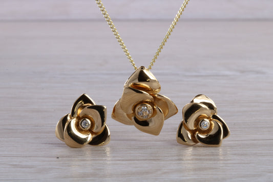 Diamond White CZ set Necklace and Matching Earrings Set