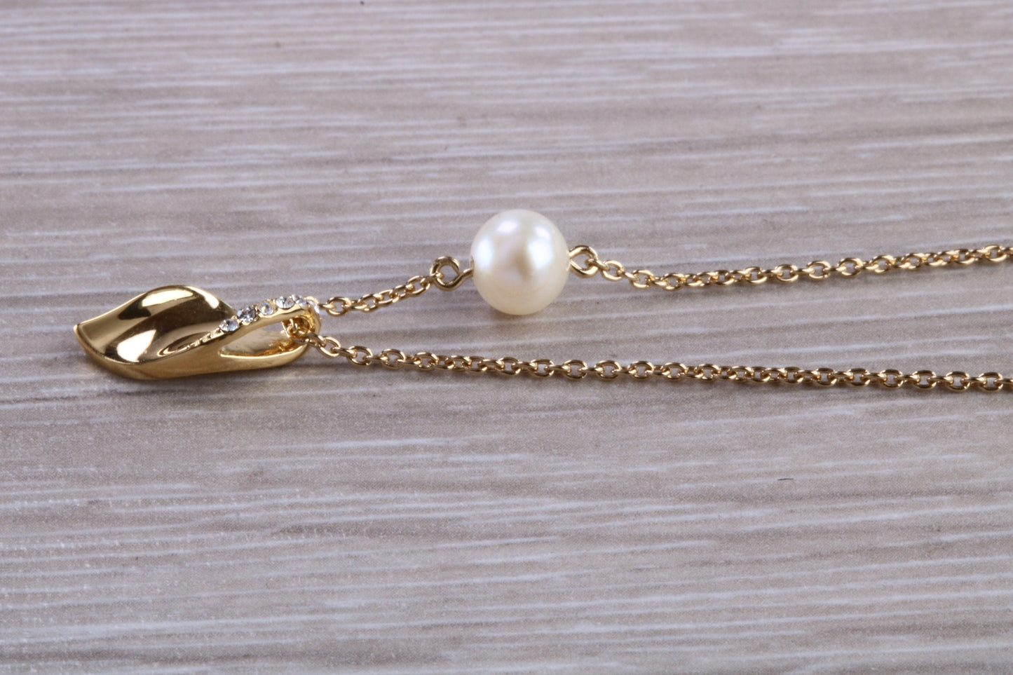 Sterling Silver Real Pearl and C Z set Necklace