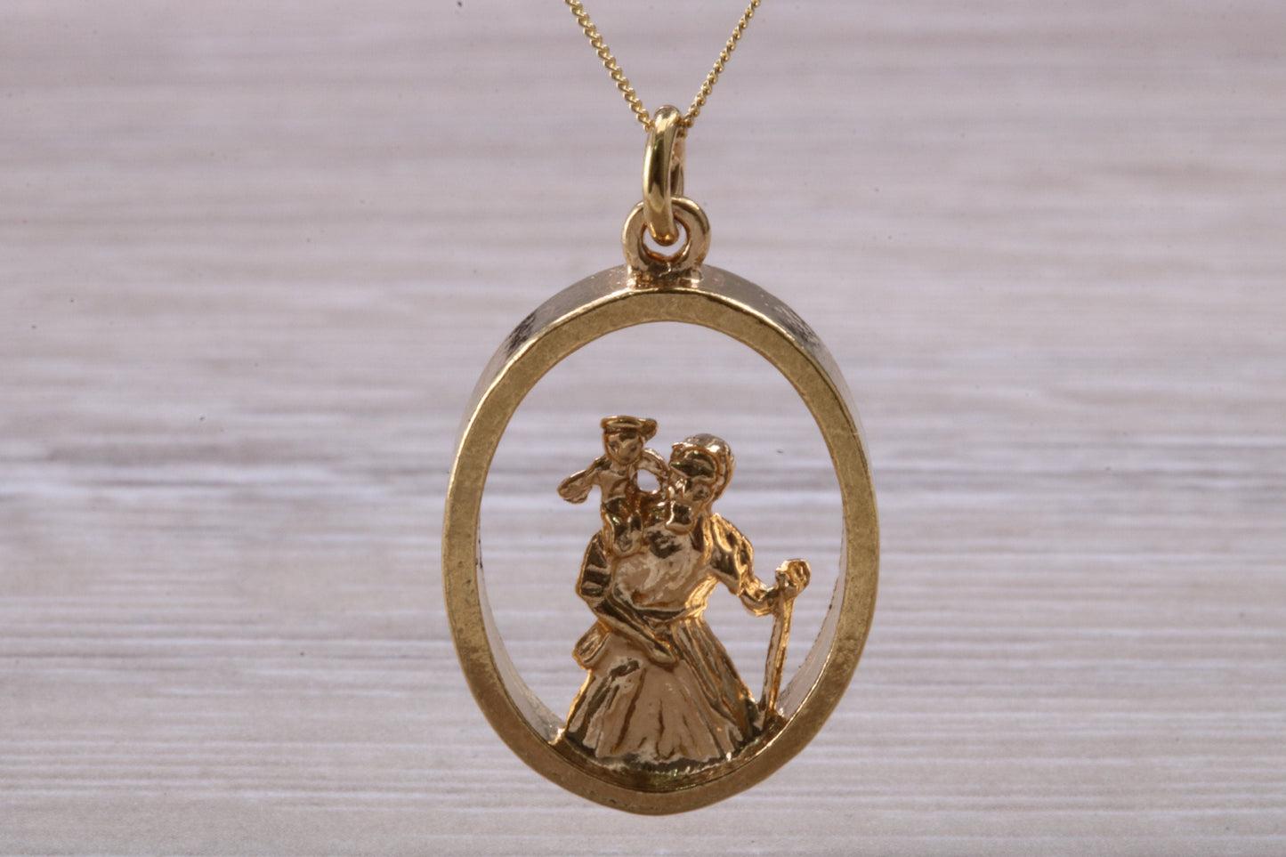 9ct Yellow Gold Chunky St Christopher Necklace