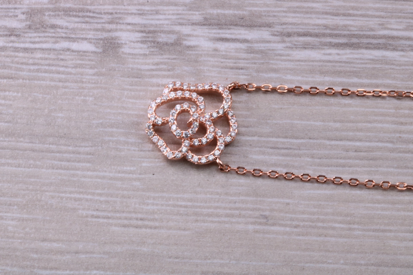 Sterling Silver C Z set Dressy Rose Gold Necklace