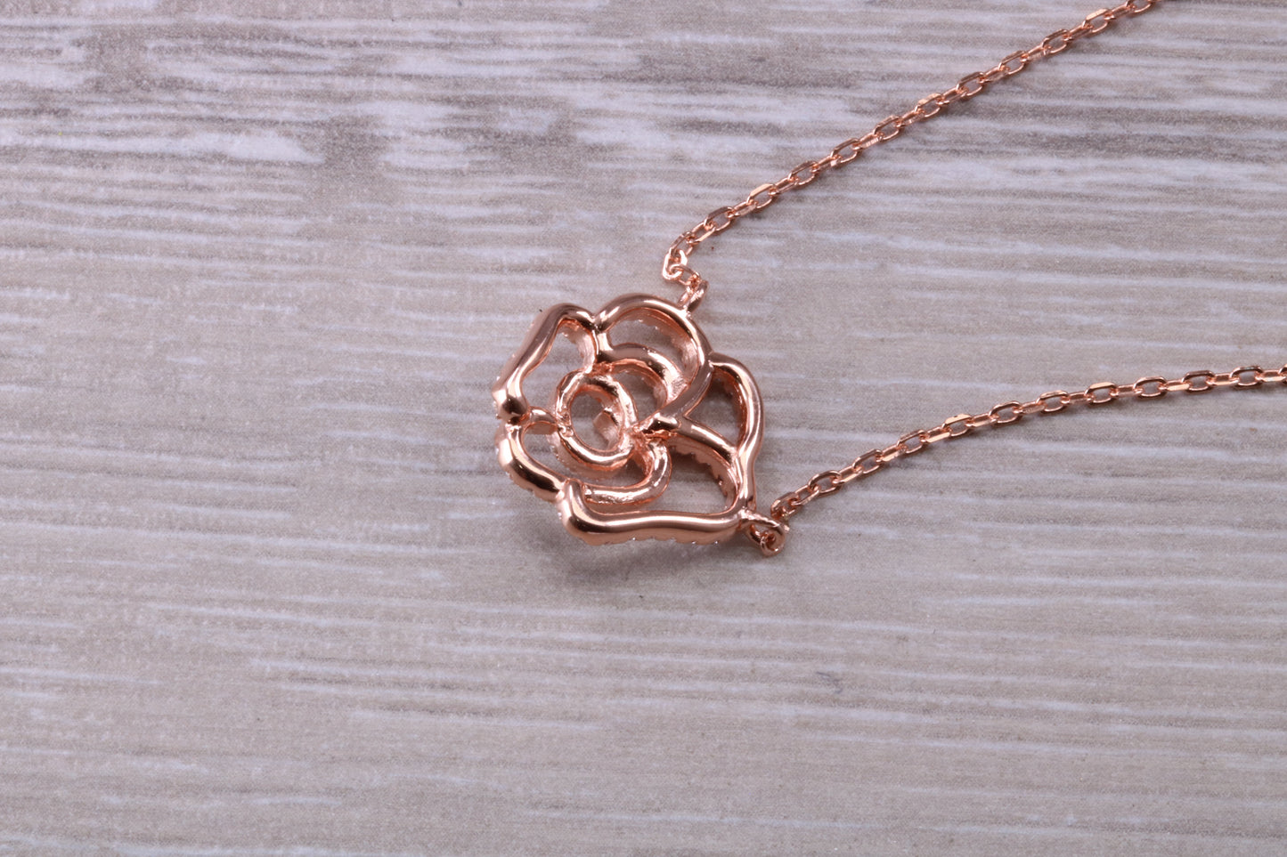 Sterling Silver C Z set Dressy Rose Gold Necklace