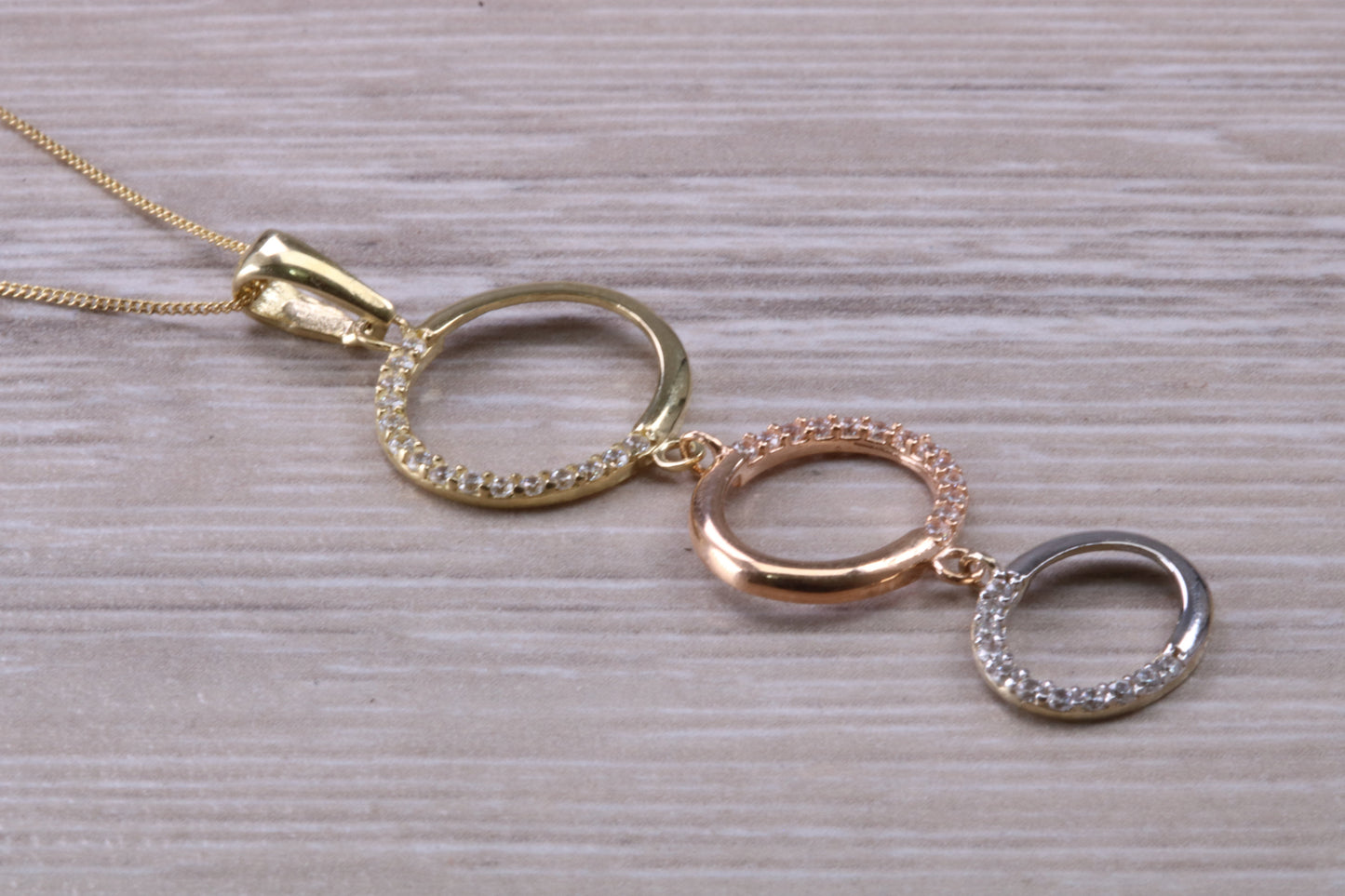 9ct Gold Three Tone Cascading Necklace