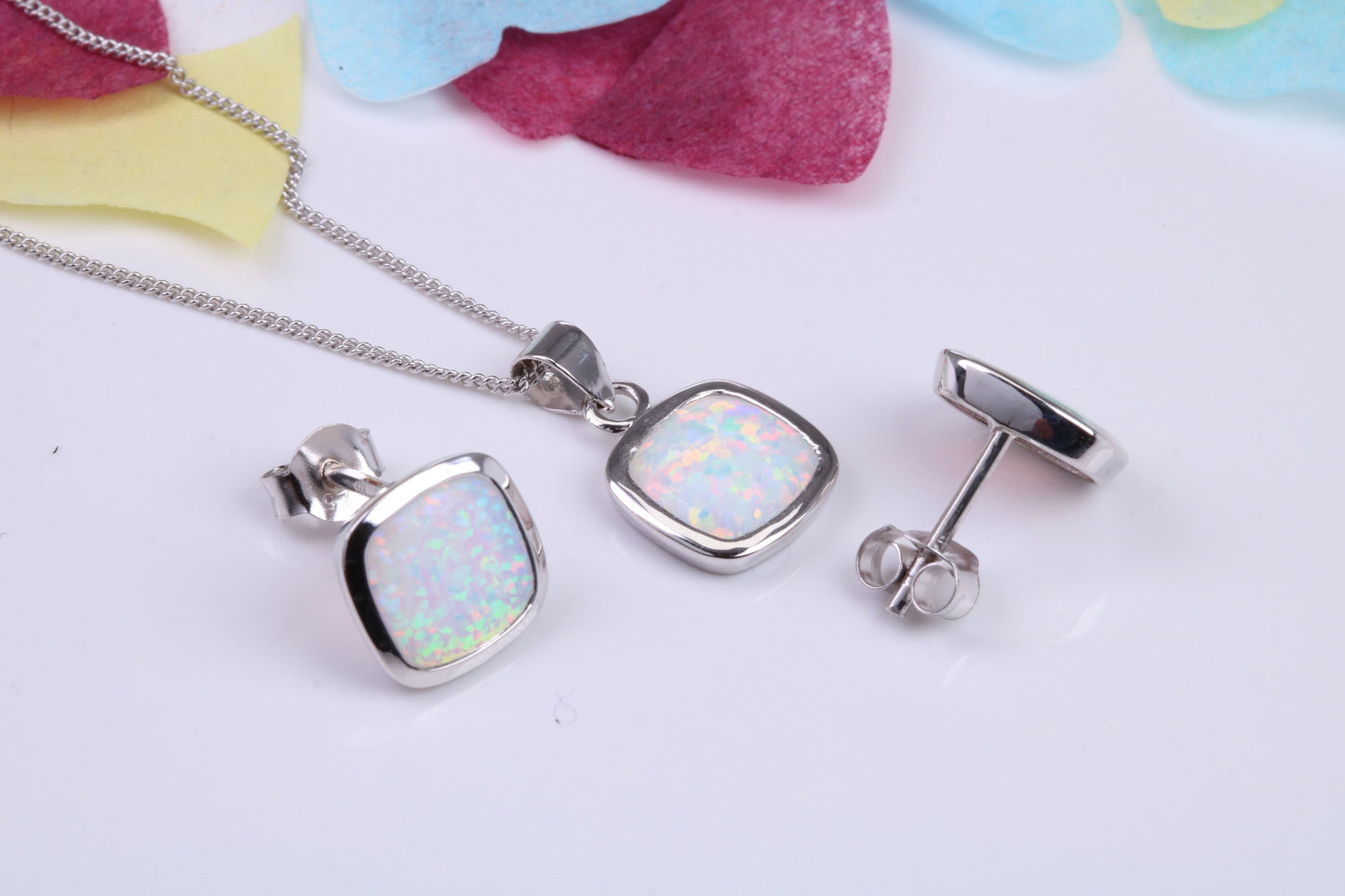 Opal set Necklace and Earrings, made from solid Sterling Silver