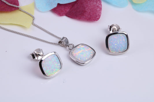 Opal set Necklace and Earrings, made from solid Sterling Silver