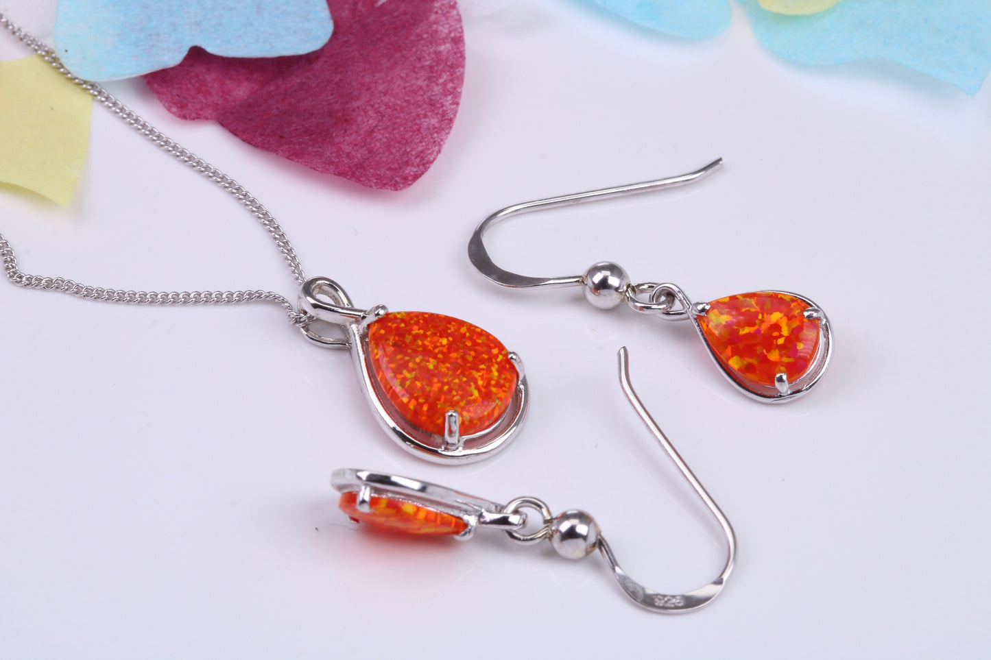 Opal set Necklace and Earrings, made from solid Sterling Silver