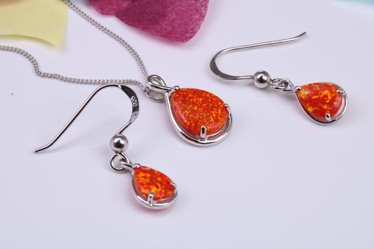 Opal set Necklace and Earrings, made from solid Sterling Silver
