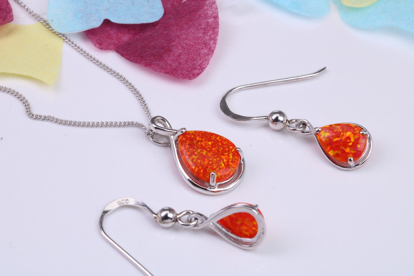 Opal set Necklace and Earrings, made from solid Sterling Silver