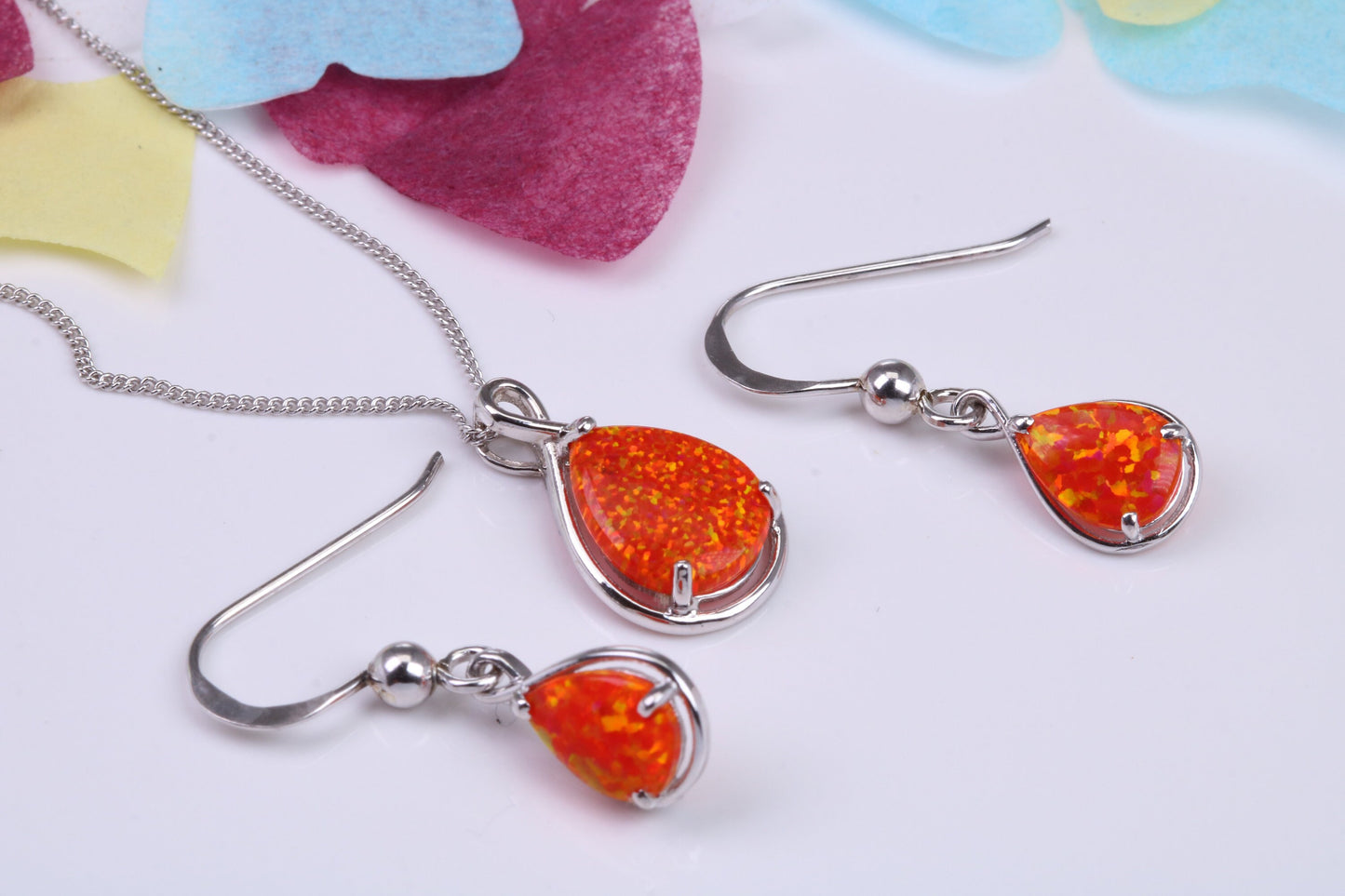 Opal set Necklace and Earrings, made from solid Sterling Silver
