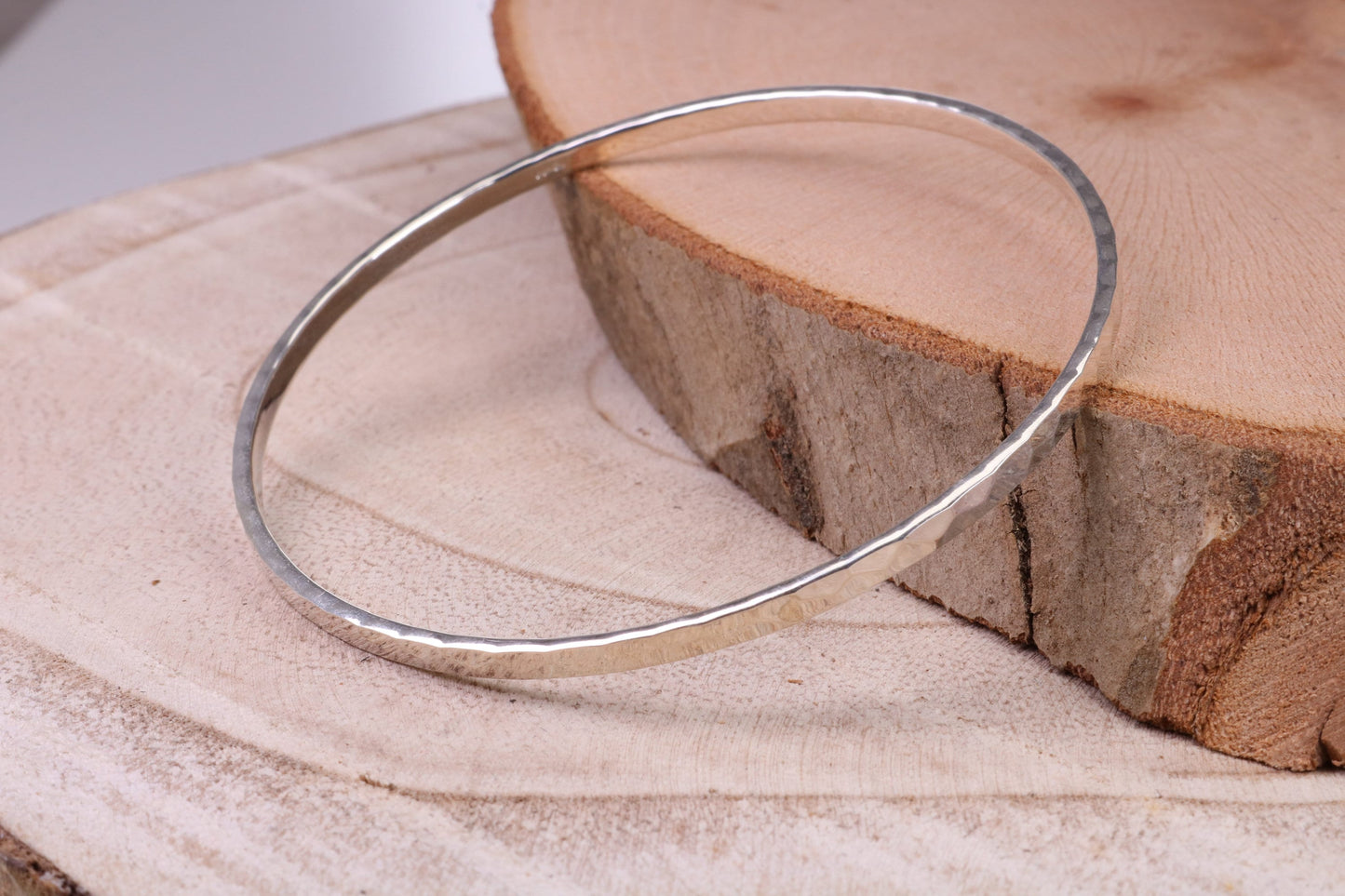 70 mm Round Solid Silver Bangle with Diamond cut Pattern