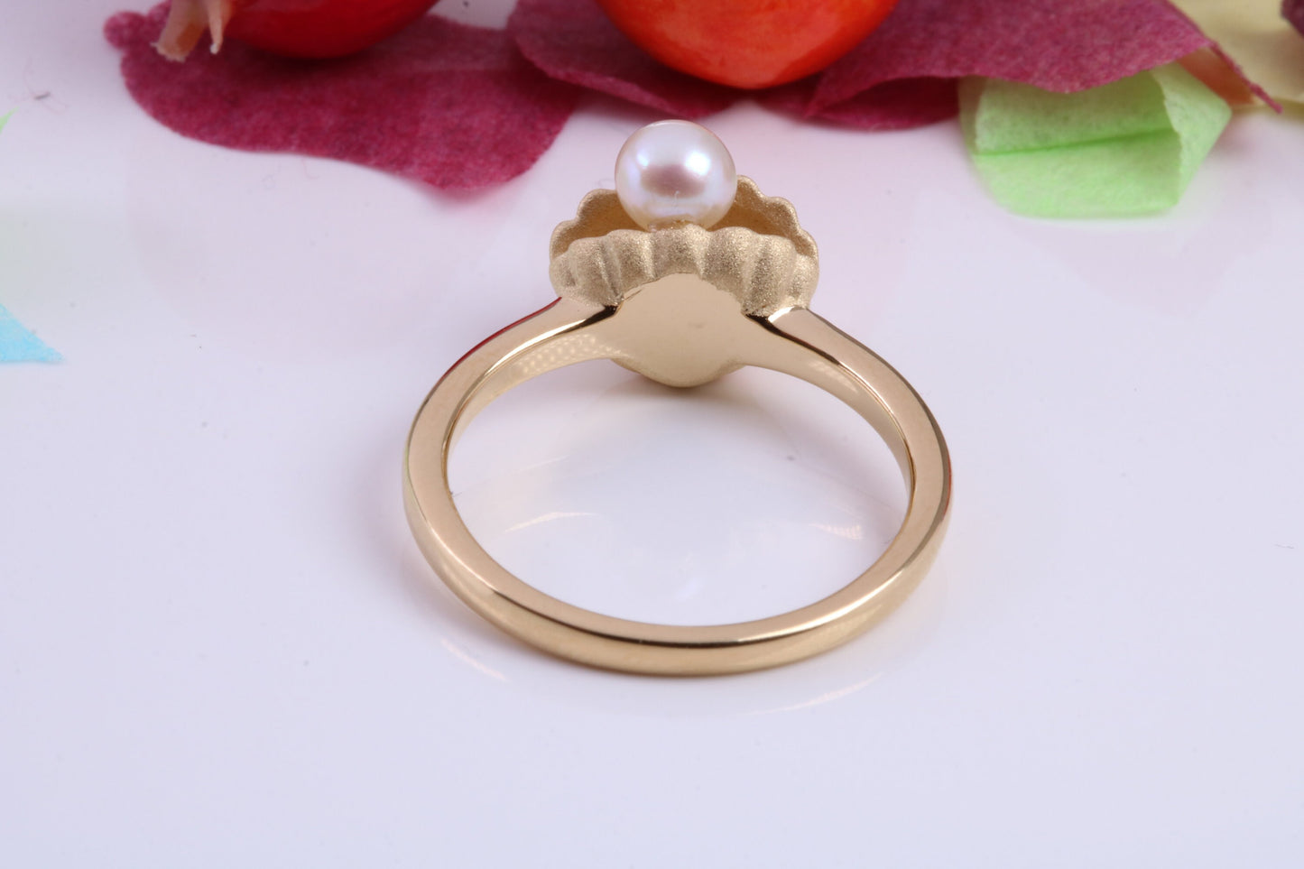 Pearl in Shell Ring, Made from solid Silver, Matt Finished with 18ct Yellow Gold Plating