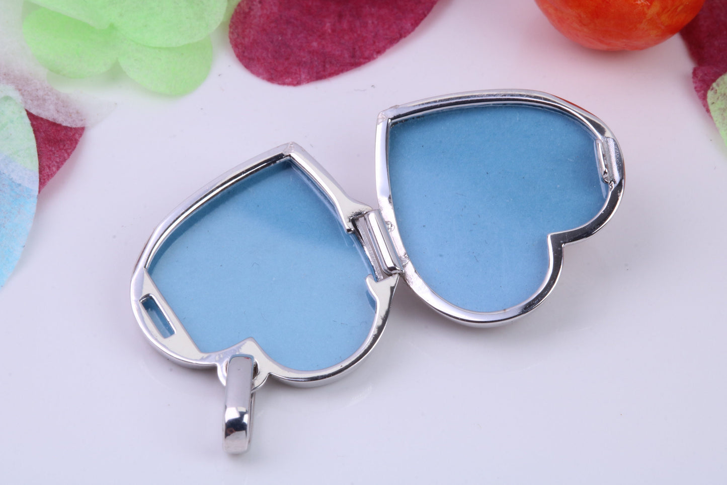 18 mm Teddy Bear Heart Shaped Locket, Made from Solid Sterling Silver
