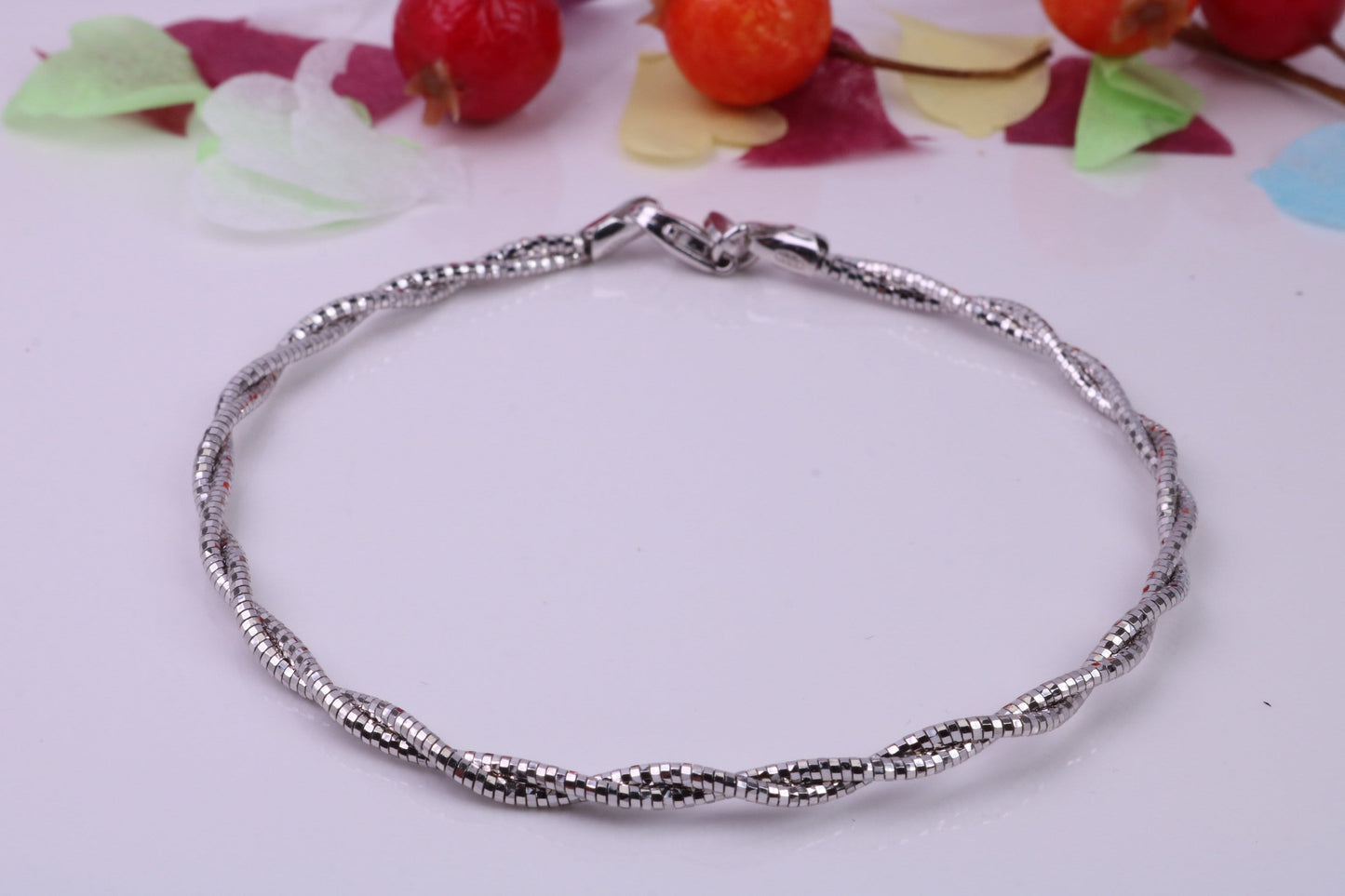 Twisted Rope Bangle, made from solid Sterling Silver, Rhodium Plated