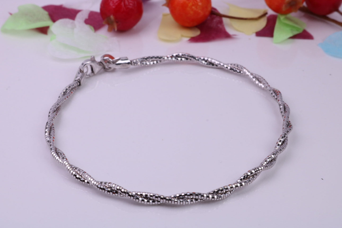 Twisted Rope Bangle, made from solid Sterling Silver, Rhodium Plated