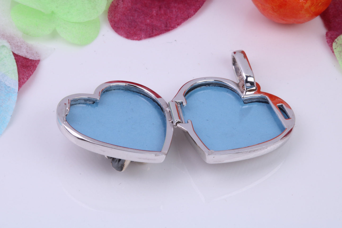 18 mm Teddy Bear Heart Shaped Locket, Made from Solid Sterling Silver