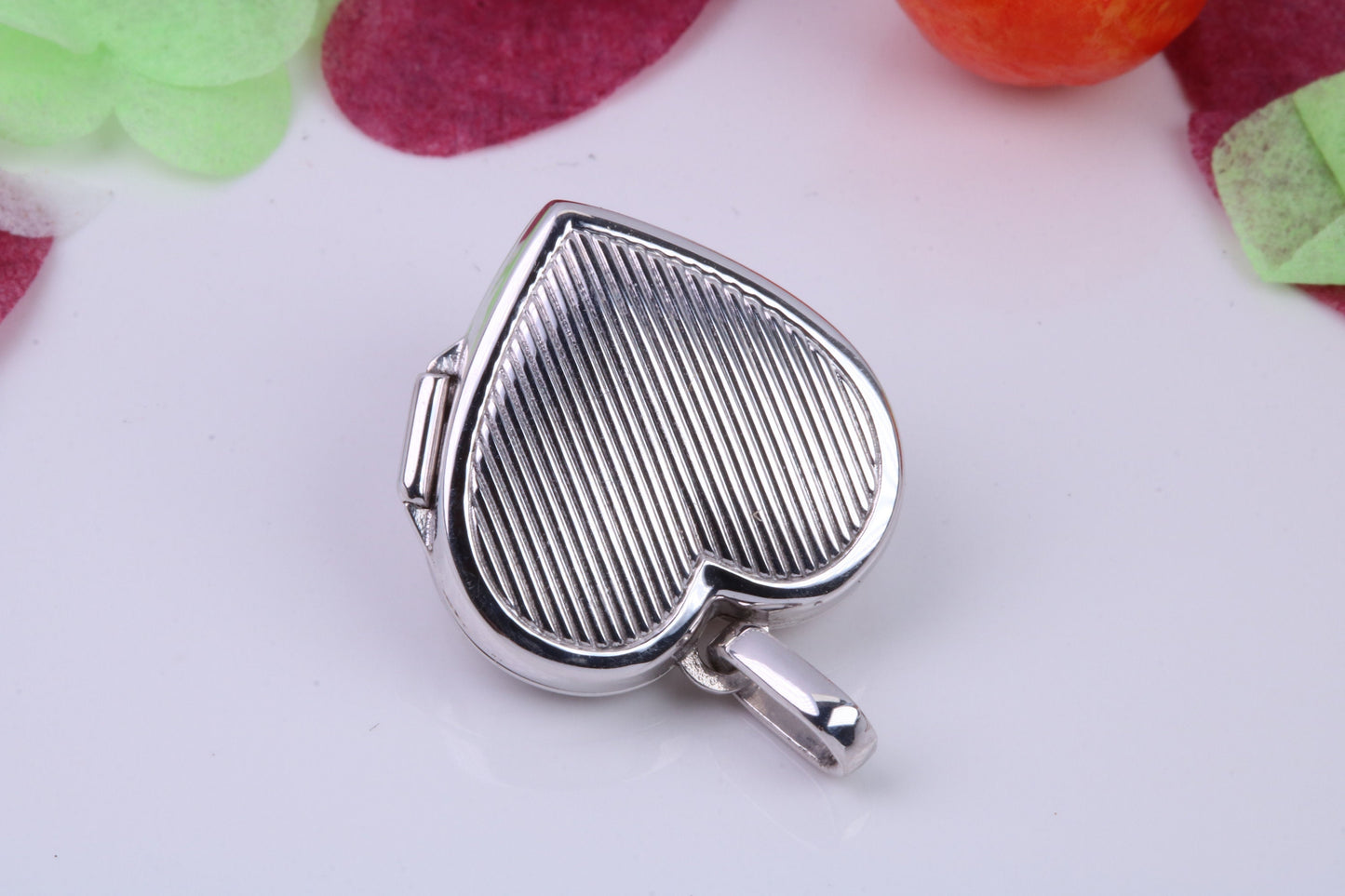 18 mm Teddy Bear Heart Shaped Locket, Made from Solid Sterling Silver
