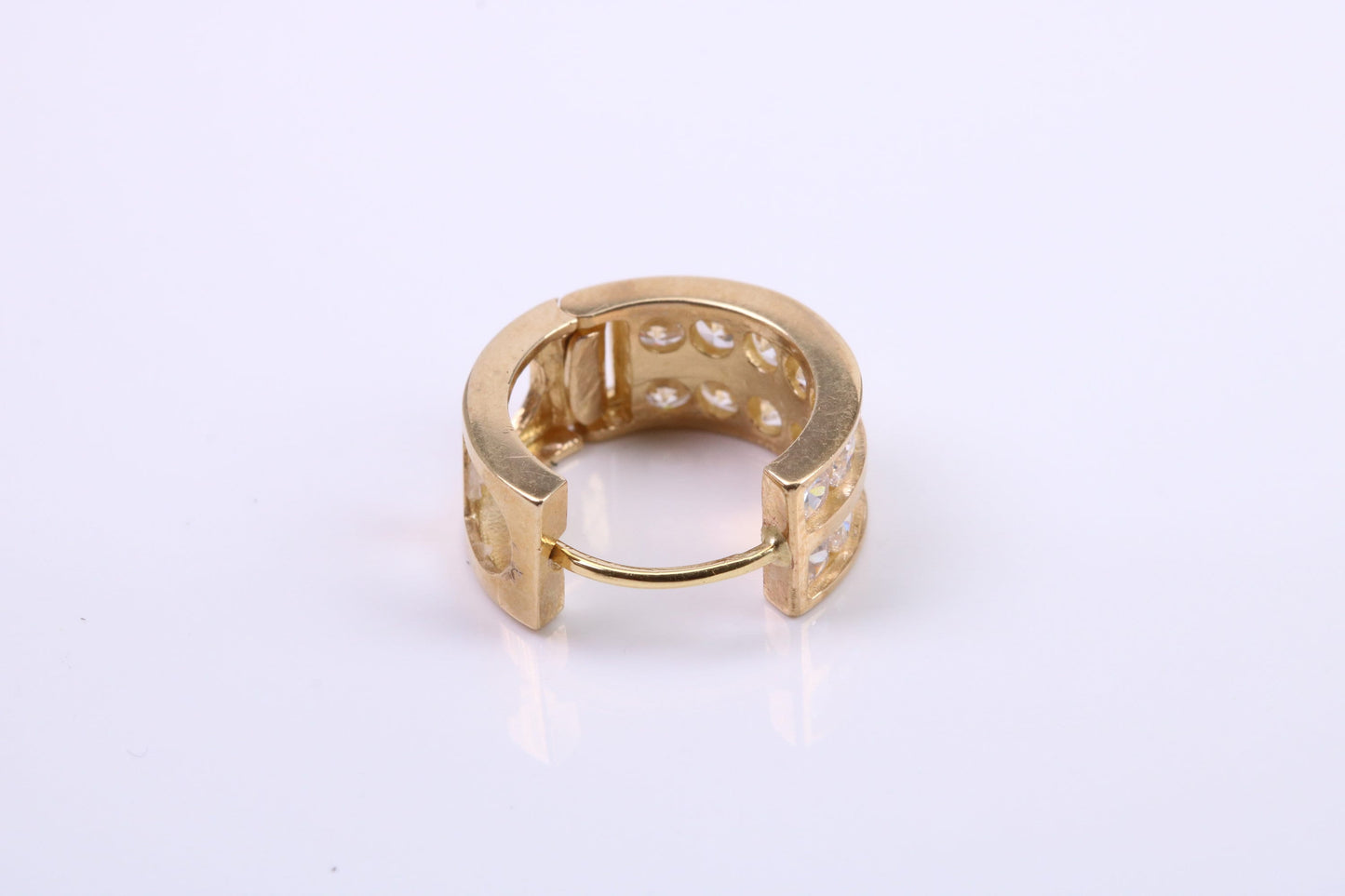 Gents 15 mm Round C Z set Hoop Single Earring, Made from Solid 9ct Yellow Gold