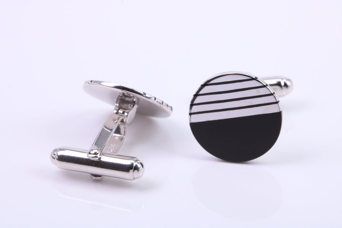 Black Onyx set Round Solid Silver Cufflinks