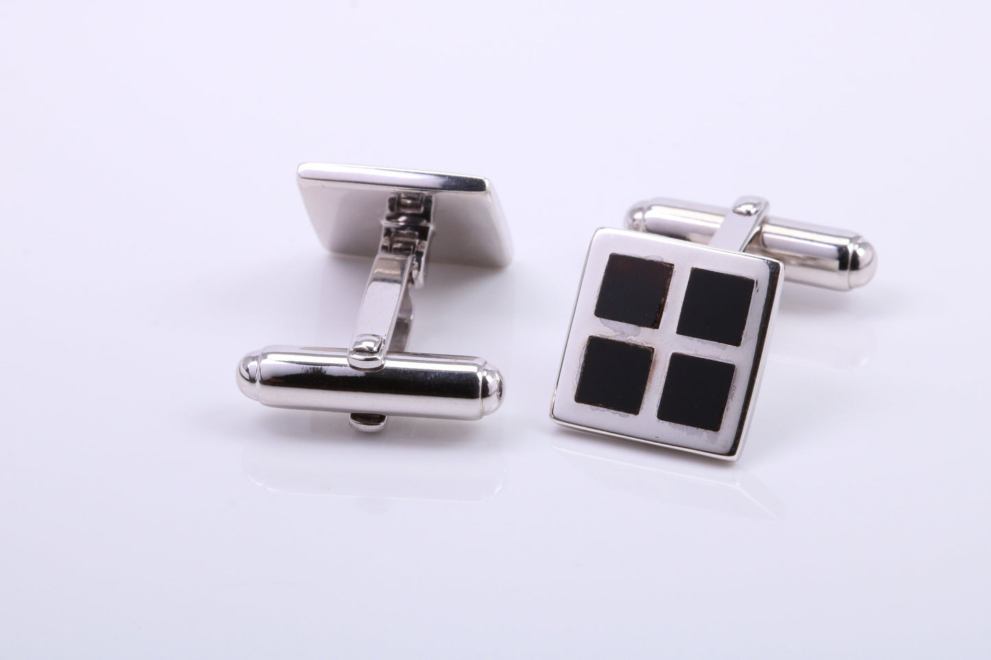 Black Onyx set Square Solid Silver Cufflinks