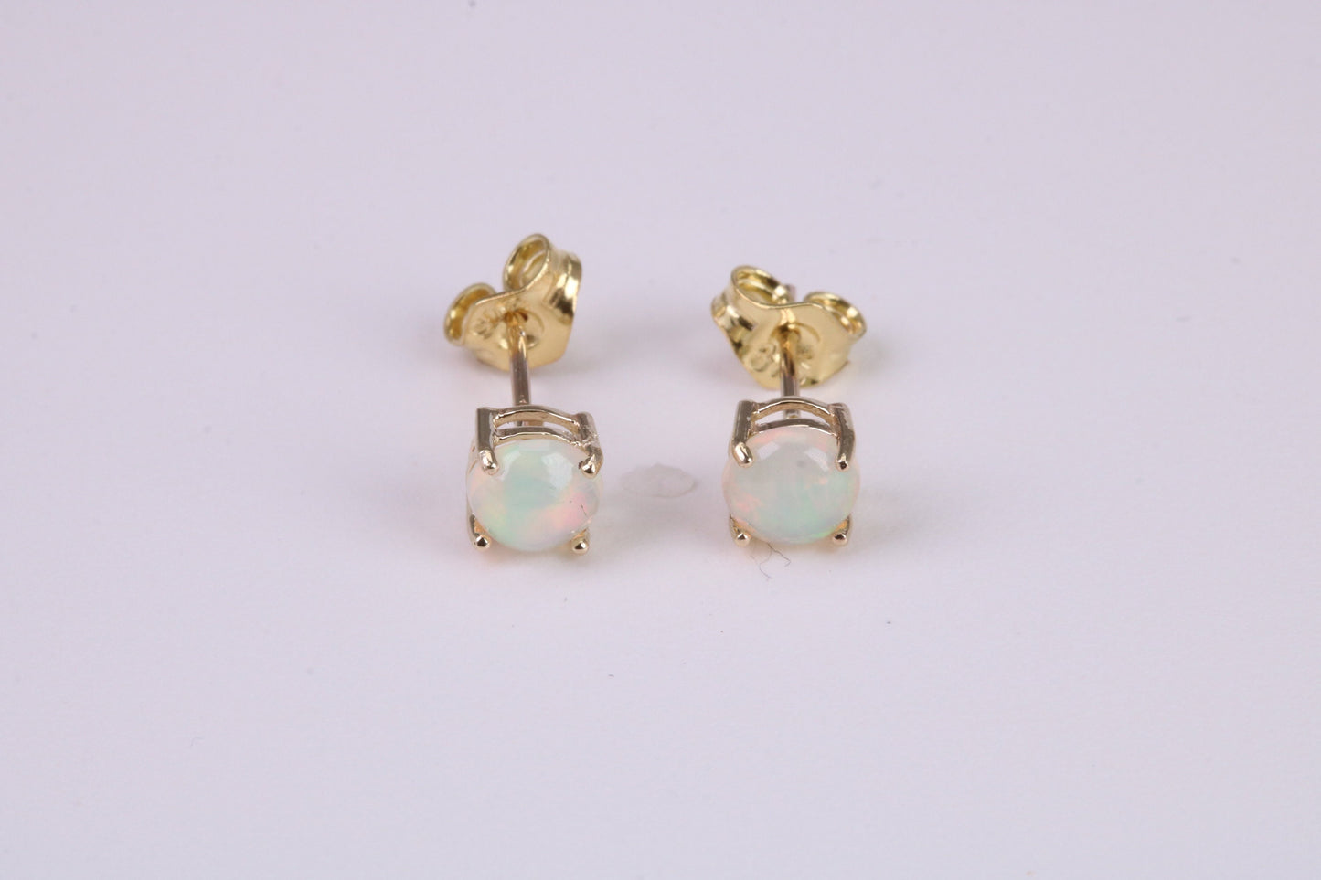 Natural Round cut Opal set Stud Earrings with Necklace, Made from Solid Yellow Gold, With 18 Inch Long Chain