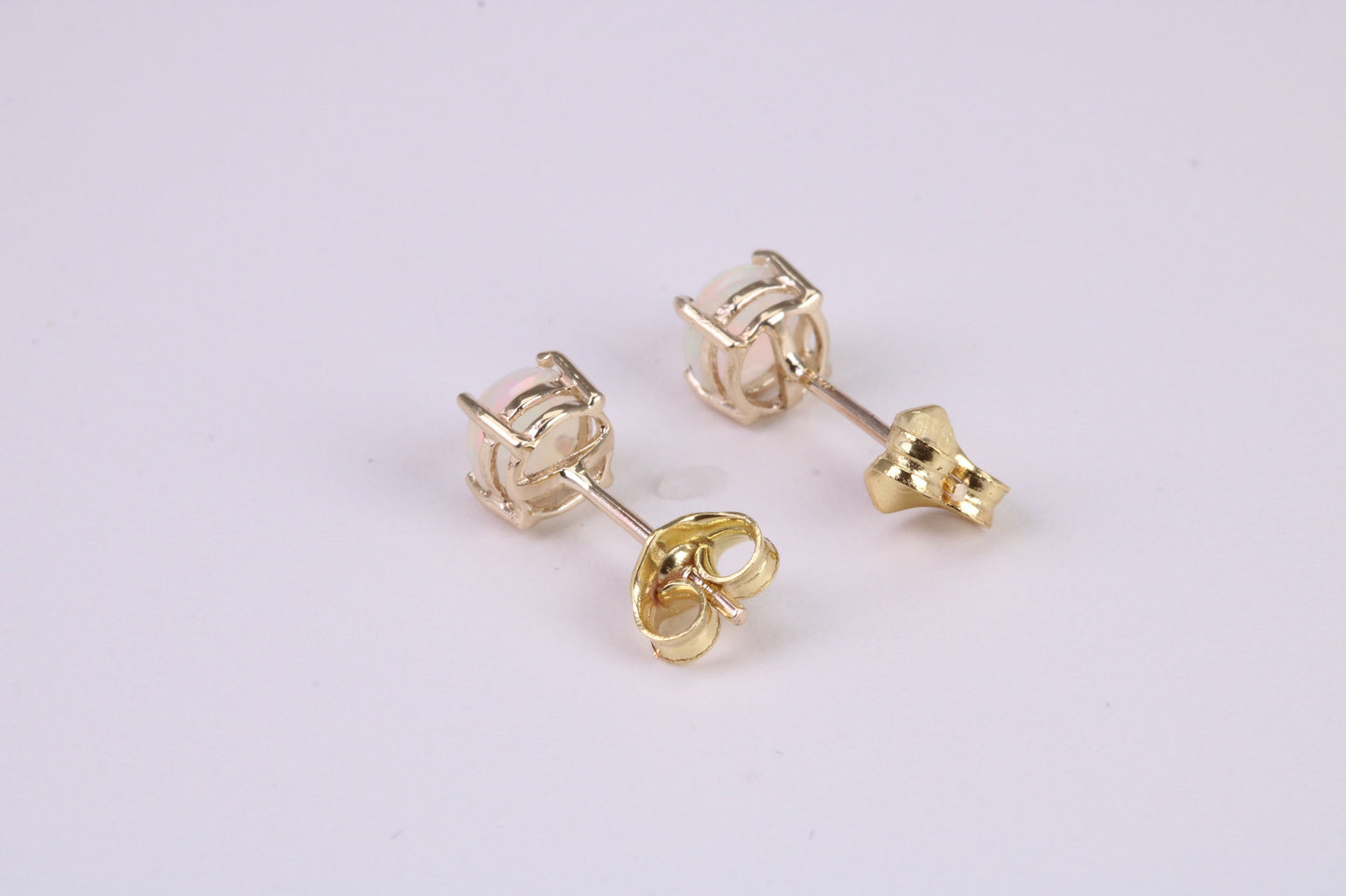 Natural Round cut Opal set Stud Earrings with Necklace, Made from Solid Yellow Gold, With 18 Inch Long Chain