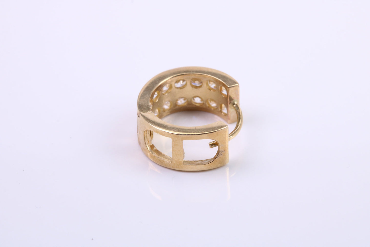 Gents 15 mm Round C Z set Hoop Single Earring, Made from Solid 9ct Yellow Gold
