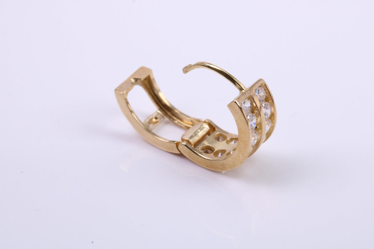 Gents 15 mm Round C Z set Hoop Single Earring, Made from Solid 9ct Yellow Gold