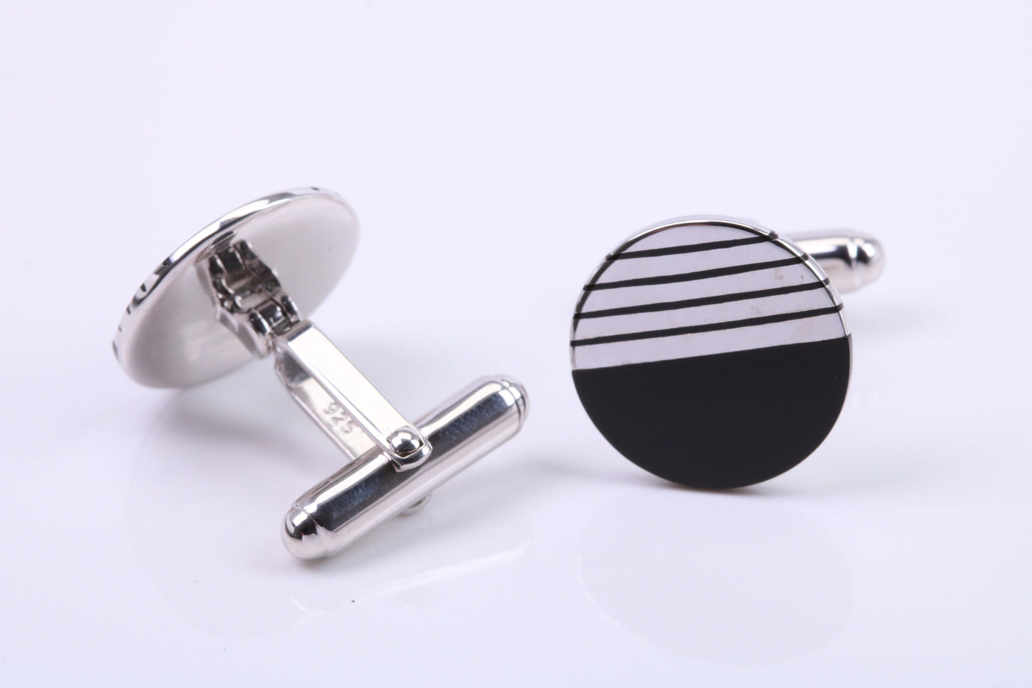 Black Onyx set Round Solid Silver Cufflinks